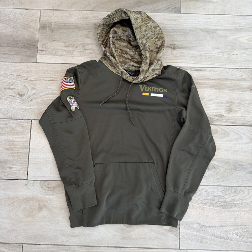 Nike Minnesota Vikings Salute to Service Hoodie Small S Green USA NFL Dri-FIT